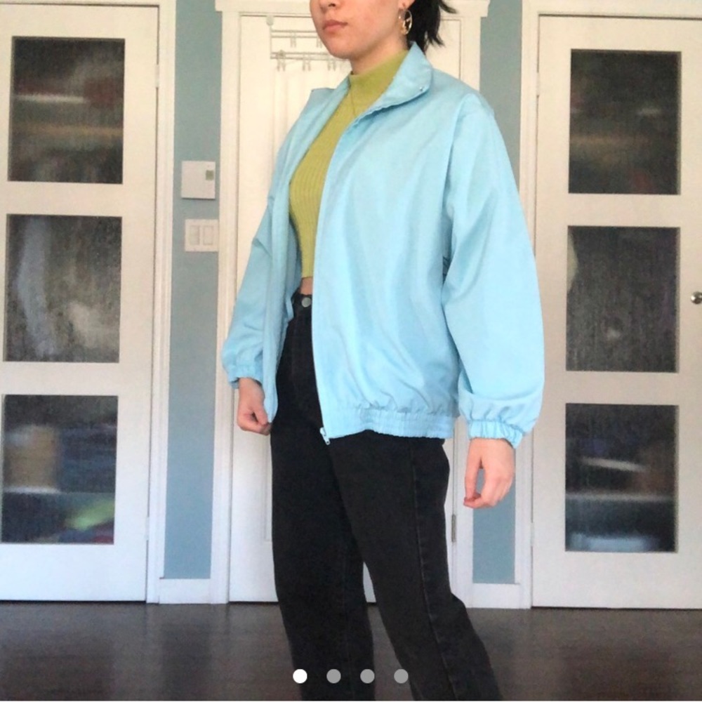 Retro Baby Blue Bomber Jacket